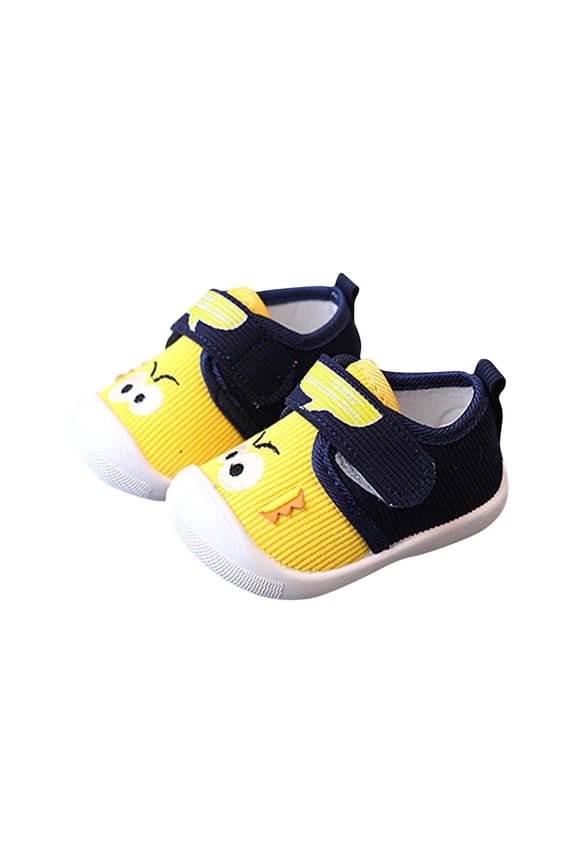 Baby Girls Boys Squeaky Flat Shoes Lightweight Breathable Non-Slip Sneakers Infant First Walking Shoes Outdoor Indoor