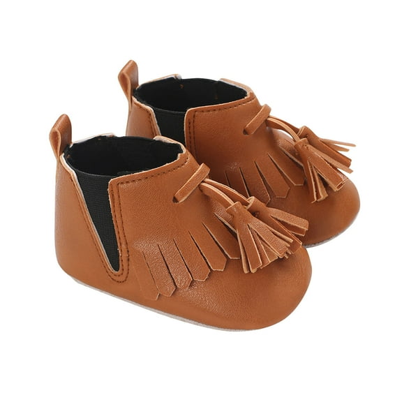 Owordtank Baby Girls Cowboy Tassel Boots Side Zipper Moccasins Soft Bottom Non-Slip Toddler Shoe