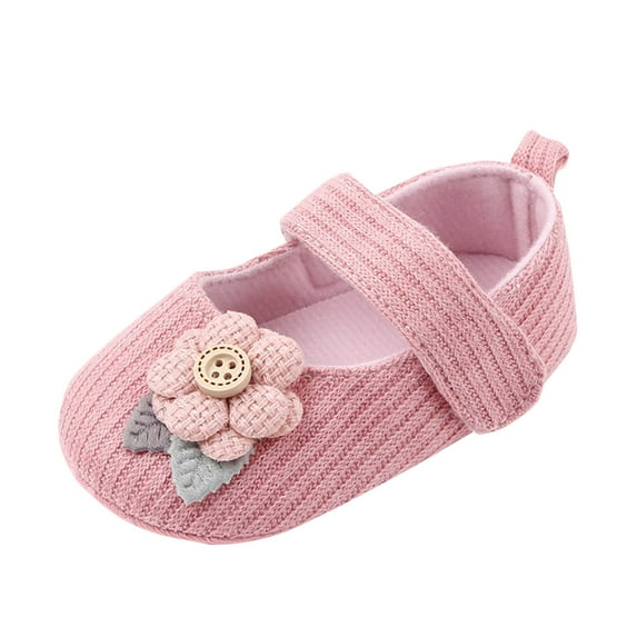 Owordtank Baby Girls Mary Jane Flats Princess Wedding Soft Shoes Floral Non-Slip Toddler First Walkers Crib Shoes