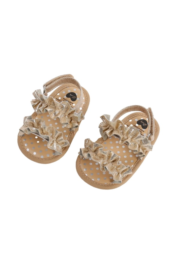 Baby Girls Sandals Ruffle Bowknot Premium Soft Sole Anti-Slip Open Toe Breathable Summer Outdoor First Walker Shoes Baby Sandals