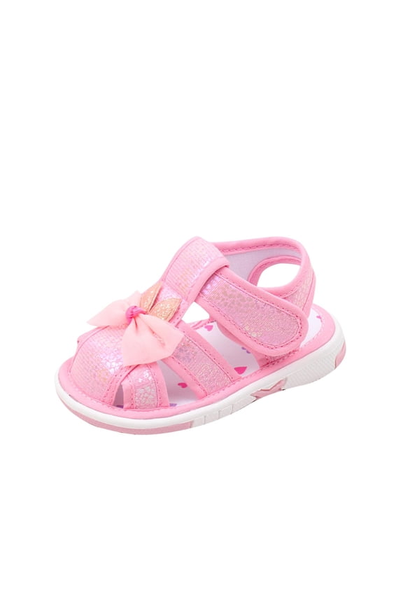 Baby Girls Squeaky Sandals Infant Premium Rubber Sole Closed-Toe Non-Slip Shoes Toddler Girl Soft First Walkers Shoes