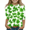 thumbnail image 1 of Owordtank Baby Tee Toddler Boys Girls Raglan T Shirt 3/4 Sleeve Loose Fit Tunic Tops Summer Casual Blouses, 1 of 4