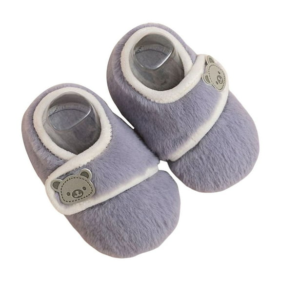 Owordtank Baby Toddler Slippers Boys Girls Warm House shoes Indoor Slipper Kids soft Non-Slip Home Shoes Infant Plush Lined Walking Shoes