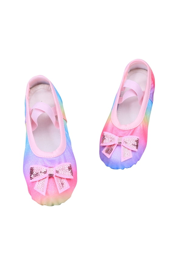 Ballet Shoes Glitter Split-Sole for Girls Toddler Dance Slippers with Elastic Laces for Toddler/Little Kid/Big Kid