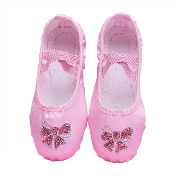 Owordtank Ballet Shoes for Girls, Satin Dance Practice Slippers Split Soft Leather Flat Sole Yoga Gymnastics Shoes