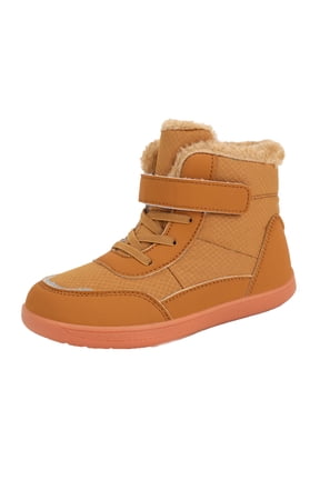 Big Kids Barefoot Shoes Girls Boys Winter Wide Toe Box Fur Lined Warm Anti-Slip Minimalist High Top Snow Boots