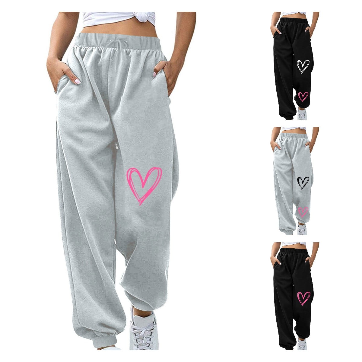 Owordtank Black Sweatpants Women Baggy,Women's Graphic Sweatpants Love ...