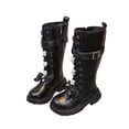 thumbnail image 1 of Owordtank Boots for Girls Knee High Lace Up Zipper Cute Bowknot Shoes Winter PU Leather Waterproof Riding Boots, 1 of 8