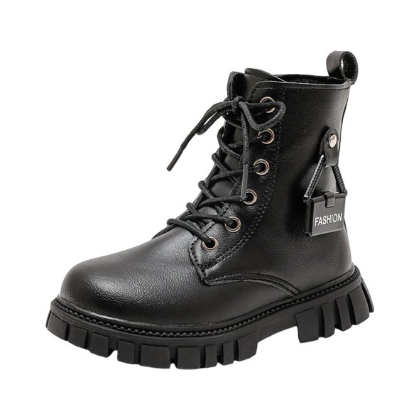 Owordtank Boots for Girls Lace Up Ankle Boots Riding Boot Side Zipper Punk Goth Non Slip Sole Short Booties Outdoor Activities for Fall Winter
