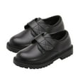 thumbnail image 1 of Owordtank Boy School Shoes Kids Faux-Leather Adjustable Dress Shoe Black Soft Sole Comfort Boys Casual Flat Boots, 1 of 5