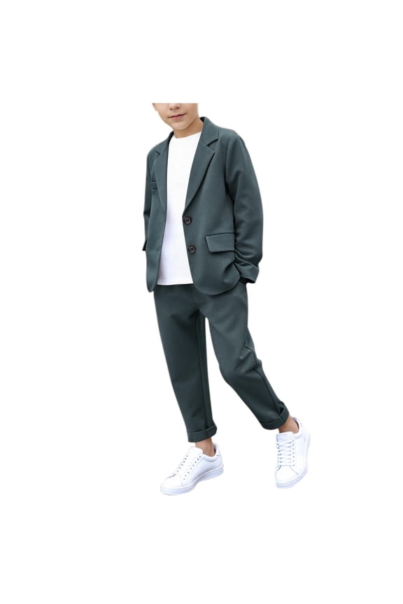Boys Casual Suits Wedding Outfits Kids 2 Piece Gentleman Blazer and Pants Set Dresswear