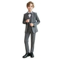 thumbnail image 1 of Owordtank Boys Formal Suits Ring Bearer Outfits with Blazer Jacket Dress Shirt Pants Vest Bow Tie 5 Piece Tuxedo Set, 1 of 8