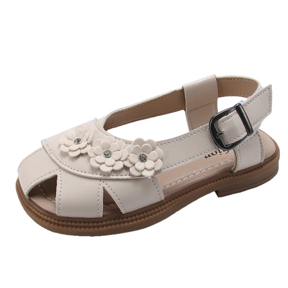 Owordtank Boys & Girls Leather Sport Sandals – Soft Closed Toe, Outdoor Beach Slip-On, Lightweight Water Shoes with Hook Buckle