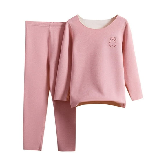 Owordtank Boys Girls Long Thermal Underwear Sets 2Pcs Unisex Crewneck Tops Pullover Bottom Toddler Kids Warm Outfits