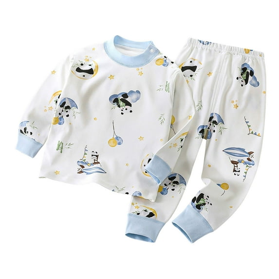Owordtank Boys Girls Pajama Set 2 Piece Little Kids Sleepwear Pjs Unisex Toddler Cute Soft Long Sleeve Pajamas Sets 3M-6 Years