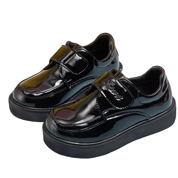 Owordtank Boys Loafers School Uniform Dressy Shoes Oxfords Chunky Adjustable Kids Non-Slip Loafers Piano Performance