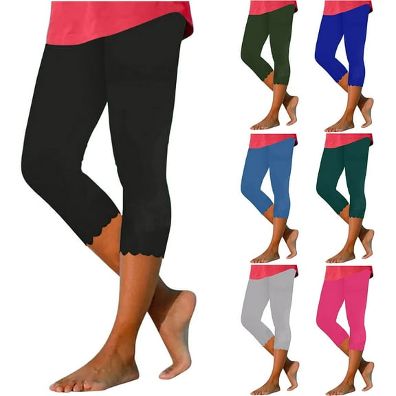 Owordtank High Waisted Leggings for Women Causal Cropped Yoga Pants Soft Comfy Capris Workout Gym Clothes