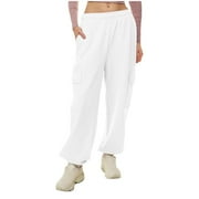 Owordtank Cargo Sweatpants for Women Baggy Casual Elastic Waist Workout Jogger Pants with Pockets High Waisted Lounge Trousers No Bound Clarence under 20