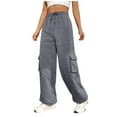 thumbnail image 1 of Owordtank Cargo Sweatpants for Women with Pockets Juniors Jogger Ladies Fall Winter Pants Christmas Gifts for Her, 1 of 7