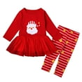 thumbnail image 1 of Owordtank Christmas Outfit Toddler Infant Baby Girls Ruffle Top Clothes Set Deer Print Shirt Dress Pants Set, 1 of 8