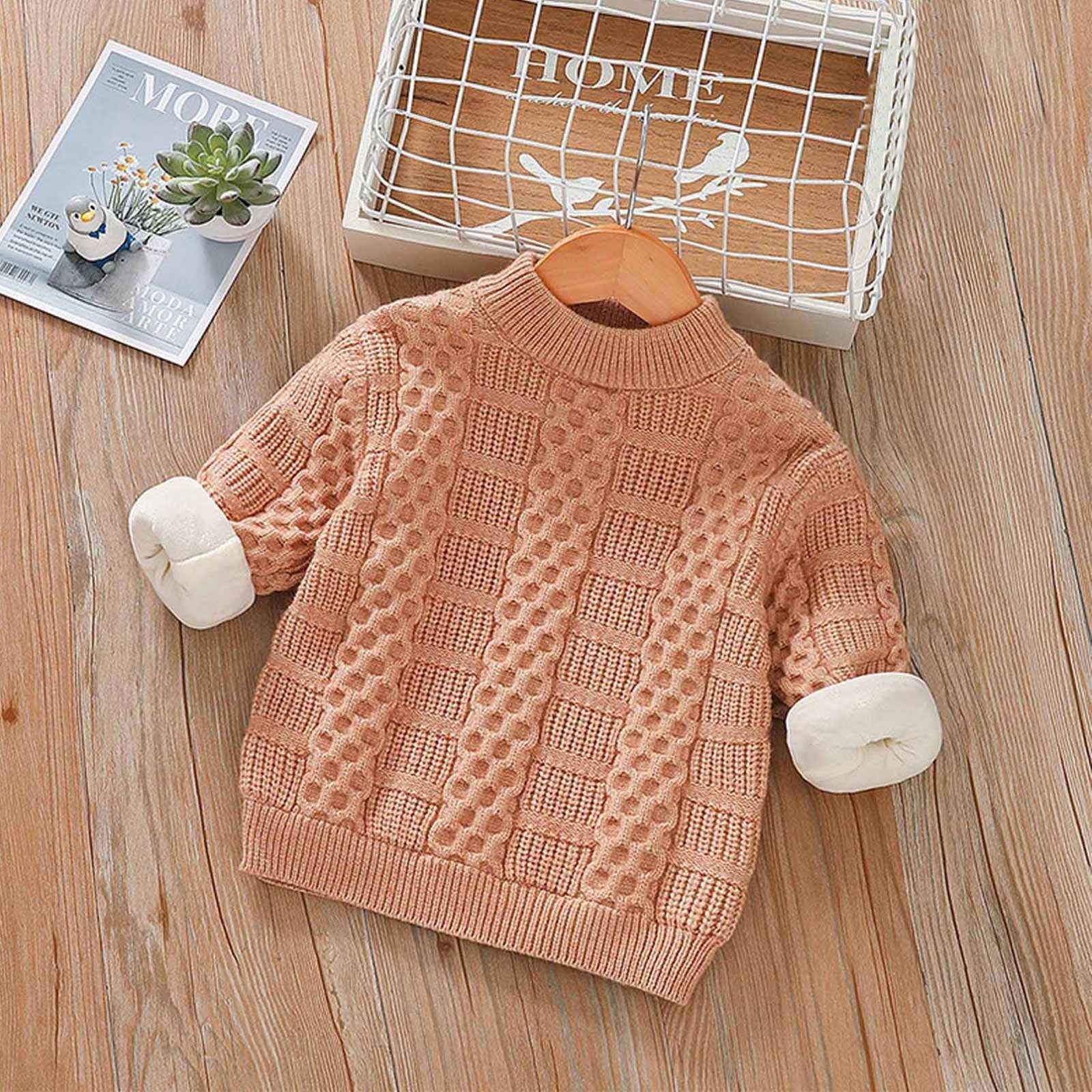 Owordtank Chunky Knit Sweaters for Toddler Big Boys Girls Winter Warm Crewneck Pullover Sweater