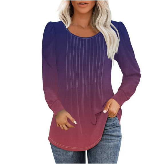 Owordtank Cotton Sweatshirts for Women Color Block Crewneck Shirt Long Sleeve Tops Sweatshirts Tops Shirts