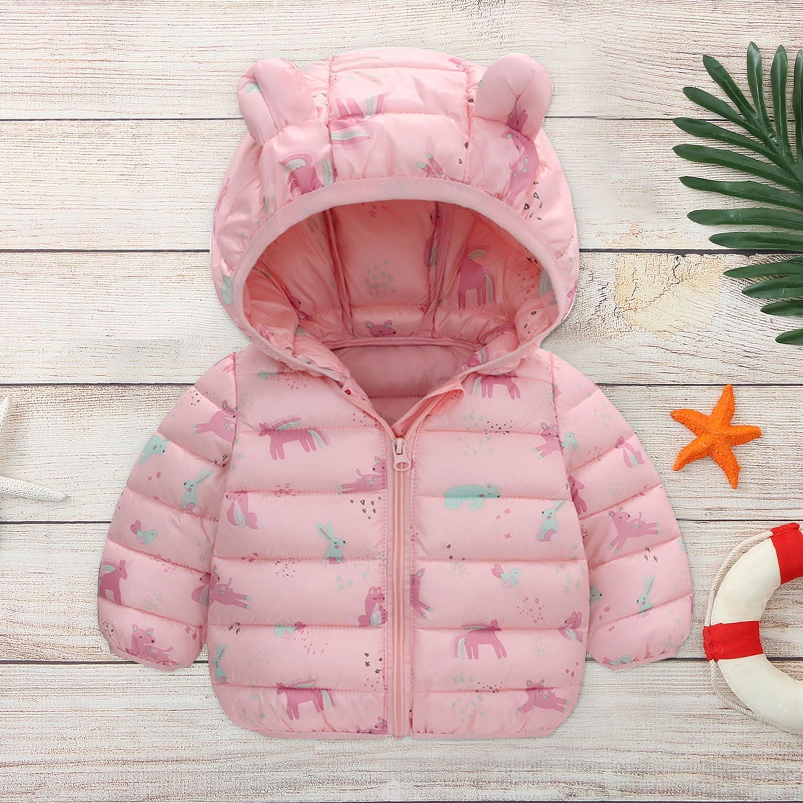 Cute Hooded Zipper Cat Printed Coat