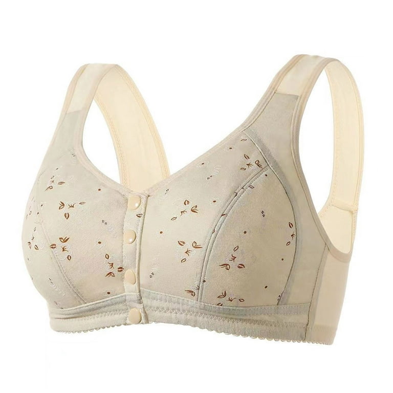Exclare Front Closure Bra Back Support Full Coverage Non Padded  Wirefree(Beige,36B)