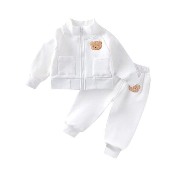 Owordtank Fall Outfit for Toddler Boy Girl Long Sleeve Bear Sweatshirt Pant Sets Winter Pullover Clothes