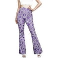thumbnail image 1 of Owordtank Flare Pants for Women Floral Printed Flare Leg High Waisted Bell Bottom Pants, 1 of 7