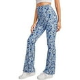 thumbnail image 1 of Owordtank Flare Pants for Women Floral Printed Flare Leg High Waisted Bell Bottom Pants, 1 of 7