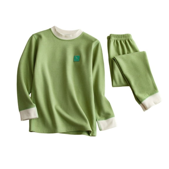 Owordtank Girls 2 Piece Cotton Sets Warm Fleece Lined Raglan Sweatshirt   Pants Fall Winter Oufits for Boys 3-16 Years