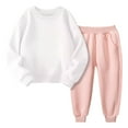 thumbnail image 1 of Owordtank Girls 2 Piece Outfits Hoodie Sweatsuit Sets Oversized Sweatshirt and Baggy Fall Fashion Sweatpant with Pockets, 1 of 8