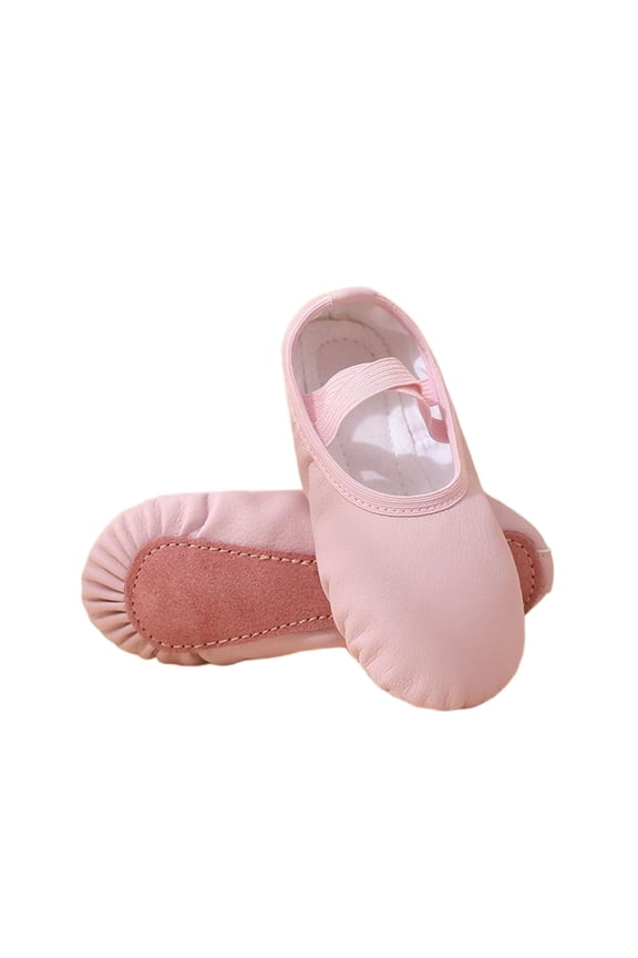 Girls Ballet Dance Shoes PU Leather Slippers Ballerina Boys No-Tie Soft Practice Shoes