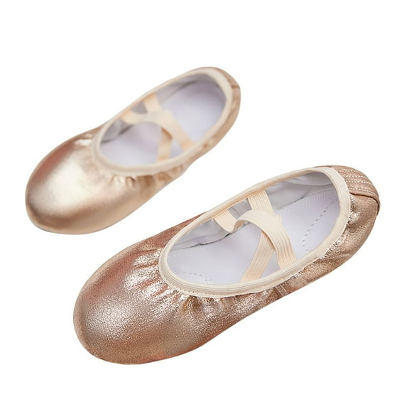 Owordtank Girls Ballet Shoes for Girls Split-Sole Toddler Glitter Flats for Kids Dance
