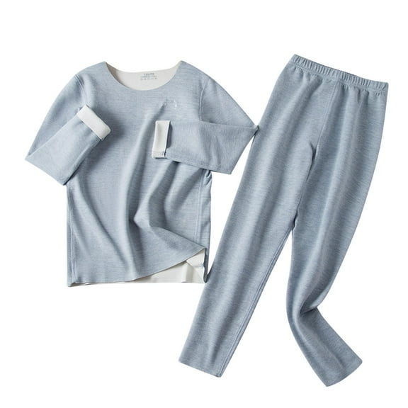 Owordtank Girls Boys 2 Piece Cotton Sets Basic Solid Fleece Lined Long Sleeve T-Shirt Pants Fall Winter Warm Oufits
