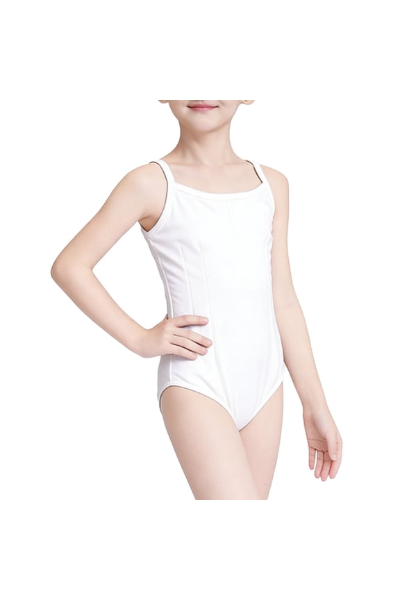 Girls Cami Leotards for Ballet, Spaghetti Strap Stretch Dance Uniform Bodysuits for 5-15 Years