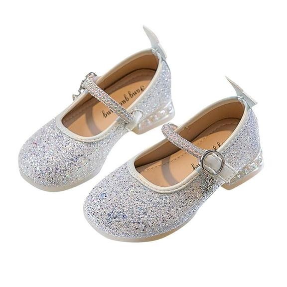 Owordtank Girls Classic Slip on Mary Jane Ballet Flats Glitter Wedding Party Bridesmaids Flower Girl Princess Dress Shoes for Kid Toddler