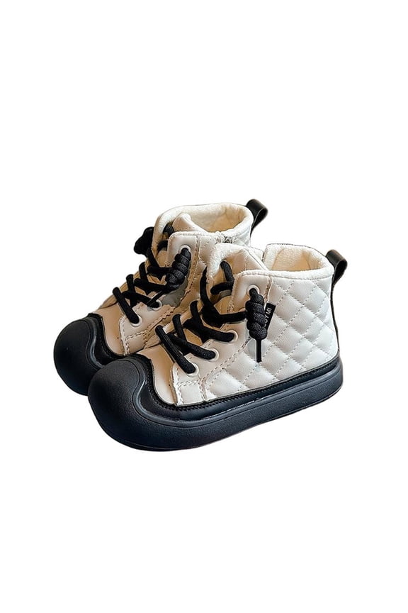 Girls Cute Ankle Boots Side Zipper Lace-up Booties Winter Warm Thick Boots Cold Weather Going Out Shoes