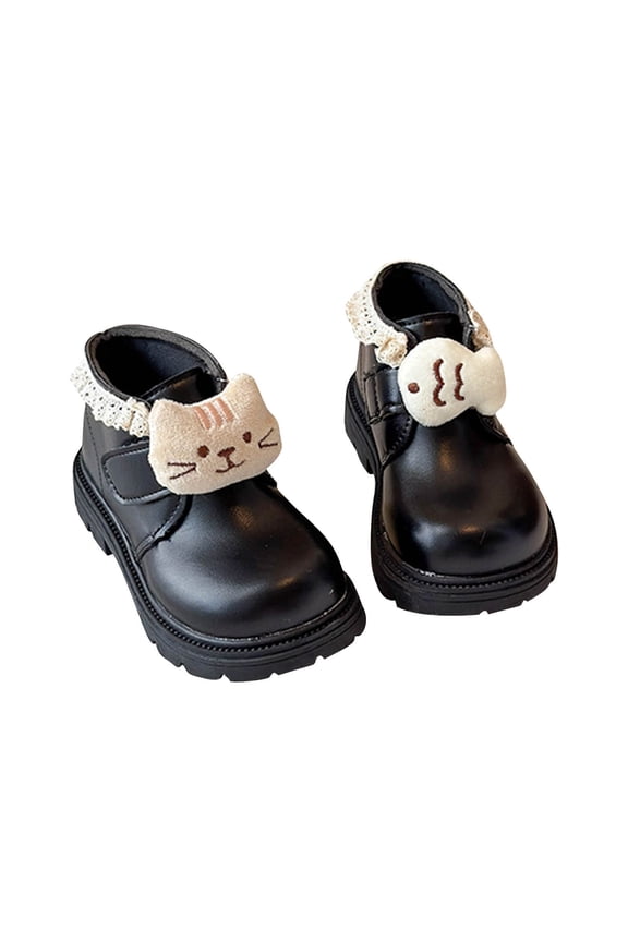Girls Cute Short Boots Cat Fish Doll Patchwork Booties Winter Warm Fuzzy Lining Fashion Ankle Boots