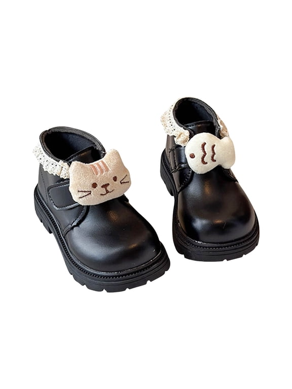 Girls Cute Short Boots Cat Fish Doll Patchwork Booties Winter Warm Fuzzy Lining Fashion Ankle Boots