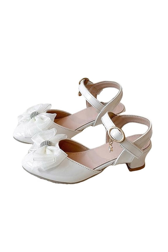 Girls Dress Shoes Closed Toe Low Chunky Heels Flower Slip On Party Princess Pumps for Toddler Little Big Kids