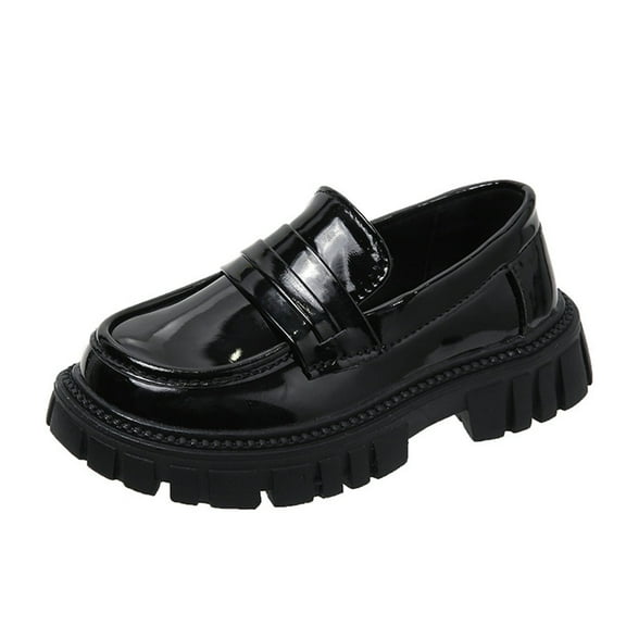 Owordtank Girls Dress Shoes Uniform Slip-On Chunky Loafers Back to School Flats Non-Slip Formal Shoes Performance Sandals