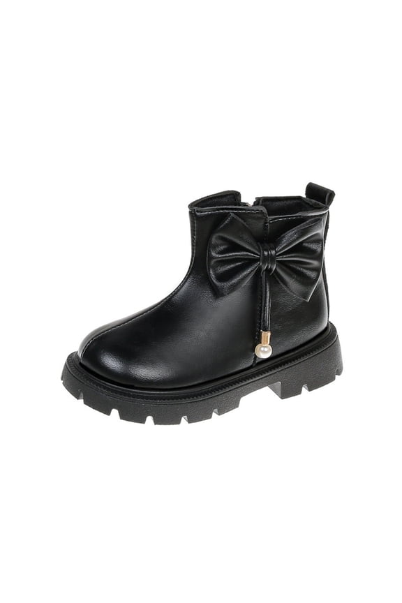 Girls Fashion Short Boots Cute Bowknot Princess Riding Boots Side Zipper Chelsea Booties