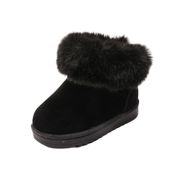 Owordtank Girls Faux Fur Shaggy Warm Winter Snow Boots Cute Fuzzy Thick Thermal Short Boots Shaggy Plush Booties