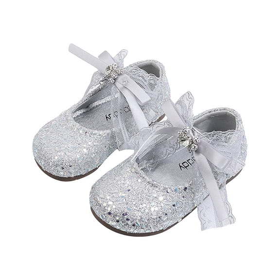 Owordtank Girls French Lace Mary Jane Shoes – Elegant Low-Cut Half Slippers Ballerina Flats Shoes Toddler