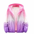 thumbnail image 1 of Owordtank Girls Gradient Hooded Lightweight Windbreaker Zip Up Side Zipper Pockets Casual Outdoor Jacket, 1 of 7