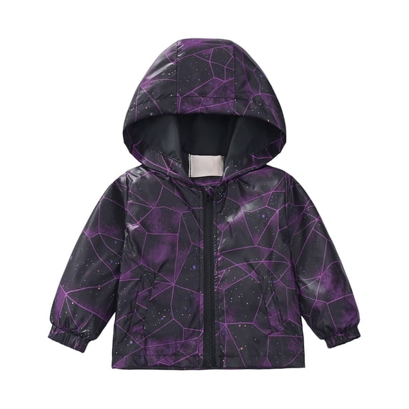 Owordtank Girls Hooded Windbreaker Jacket Rainbow Floral Print Lined Zip Up Lightweight Casual Outerwear With Side Pockets