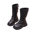 thumbnail image 1 of Owordtank Girls Knee Length Boots Mid Calf Riding Boots PU Leather Zipper Punk Goth Boot Fall Winter Bowknot Boot, 1 of 8