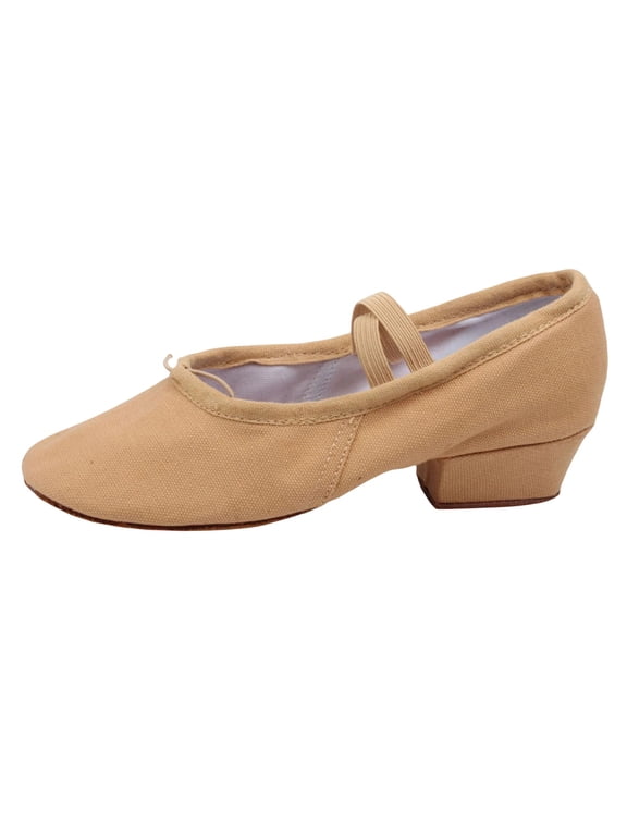 Girls Latin Dance Shoes Close Toe Beginner Ballroom Dance Practice Shoes
